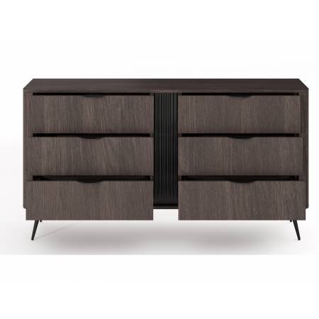 Komoda z szufladami 160 cm ryflowana listwa VIRGO dąb dunin + czarny